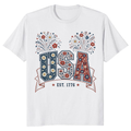Botanical USA Flower Pattern Graphic T-Shirt