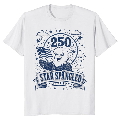 Cute Cartoon Bald Eagle 4th Of July Merica USA Flag Patriotic 250 Years Still Free Red White Blue Parade Men Women Kids T-Shirt