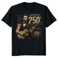 Retro Abraham Lincoln Playing Guitar Patriotic Graphic T-Shirt