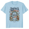 250 Years Of Freedom Botanical Patriotic Flower Graphic T-Shirt