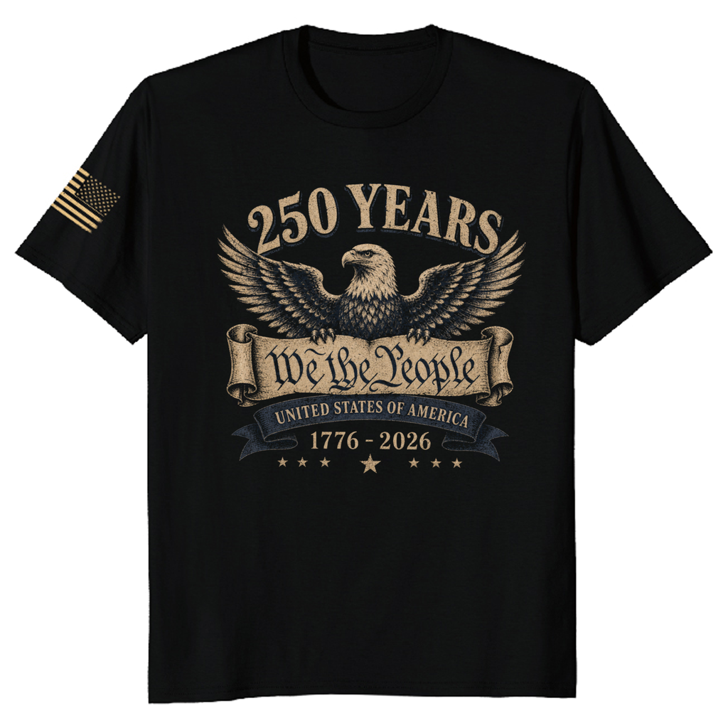 G5000 Vintage 250th Anniversary USA Flag Patriotic Graphic T-Shirt