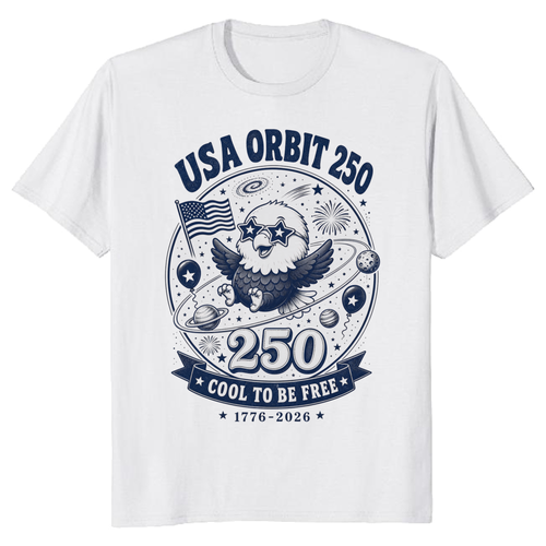 Cartoon Patriotic Eagle Flag Graphic T-Shirt
