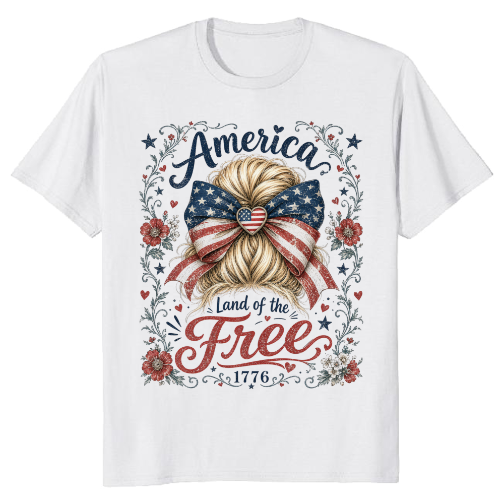 Vintage Patriotic Girly American Flag Graphic T-Shirt