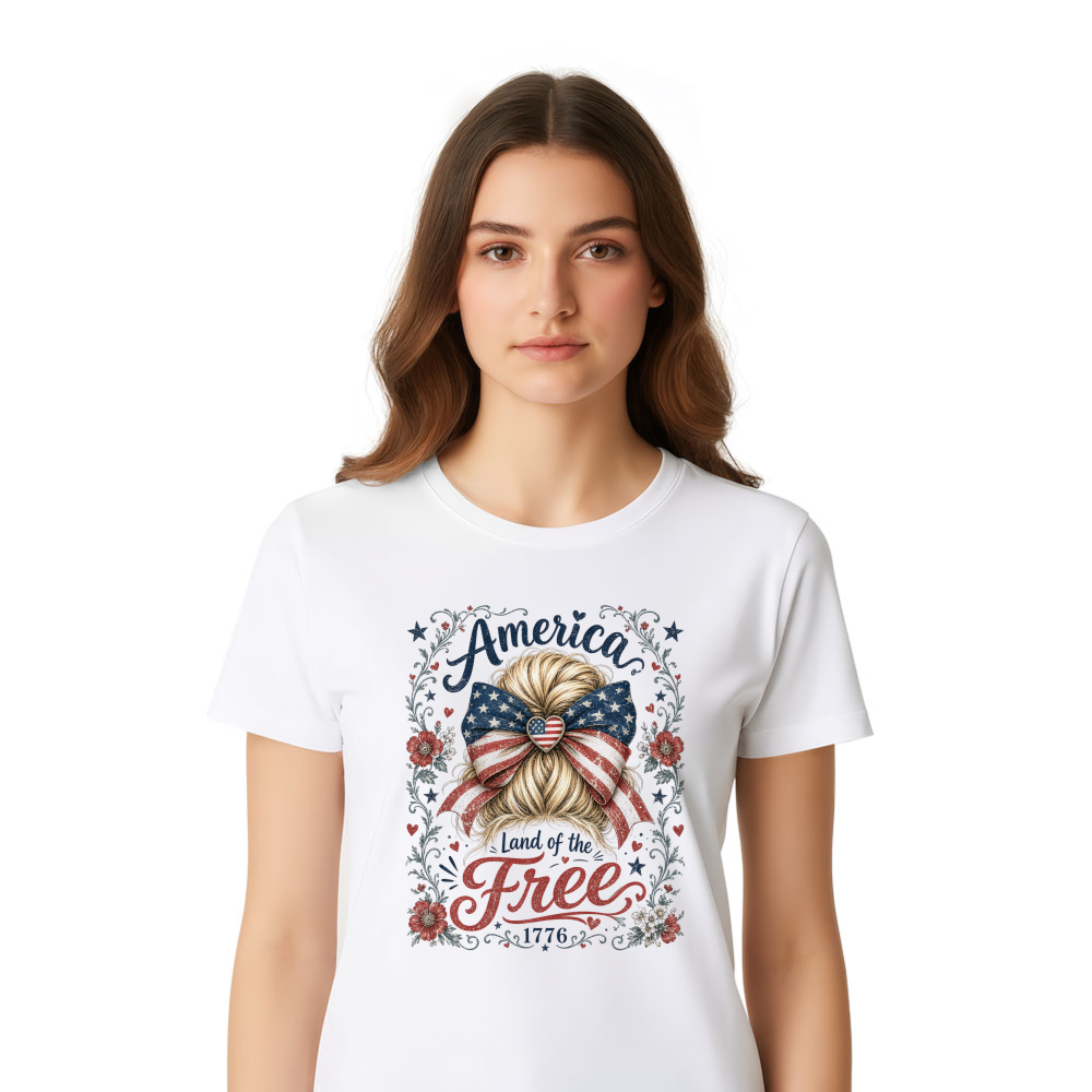 Vintage Patriotic Girly American Flag Graphic T-Shirt