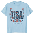Floral USA Flower Pattern Graphic T-Shirt