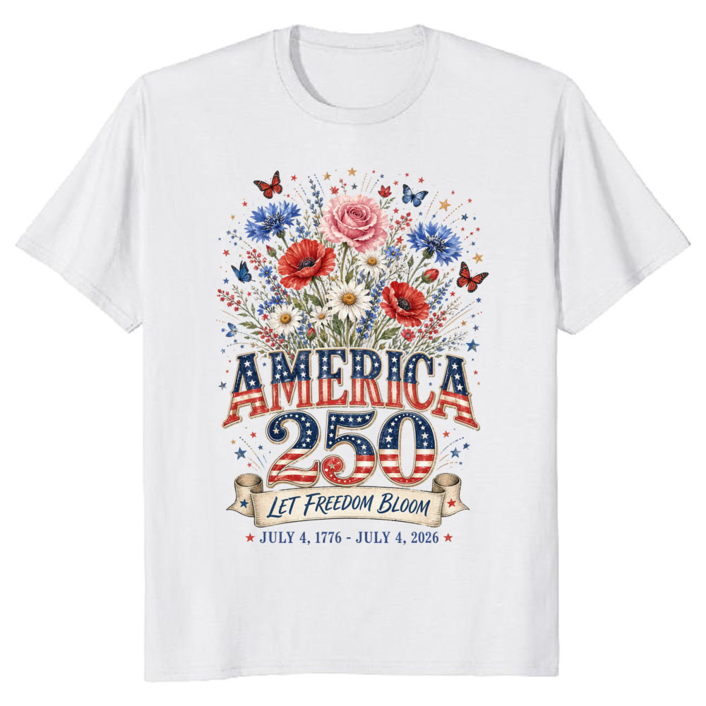 250 Year of Freedom Patriotic Floral Graphic T-Shirt