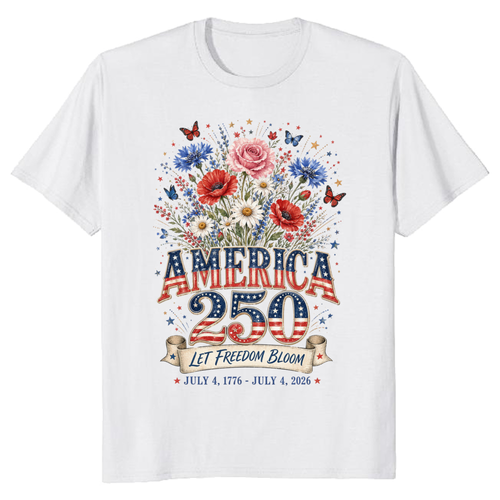250 Year of Freedom Patriotic Floral Graphic T-Shirt