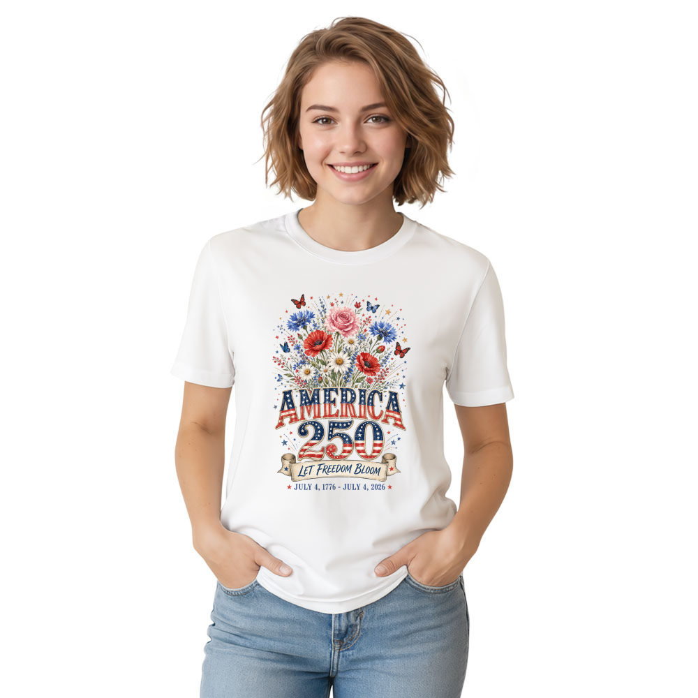 250 Year of Freedom Patriotic Floral Graphic T-Shirt