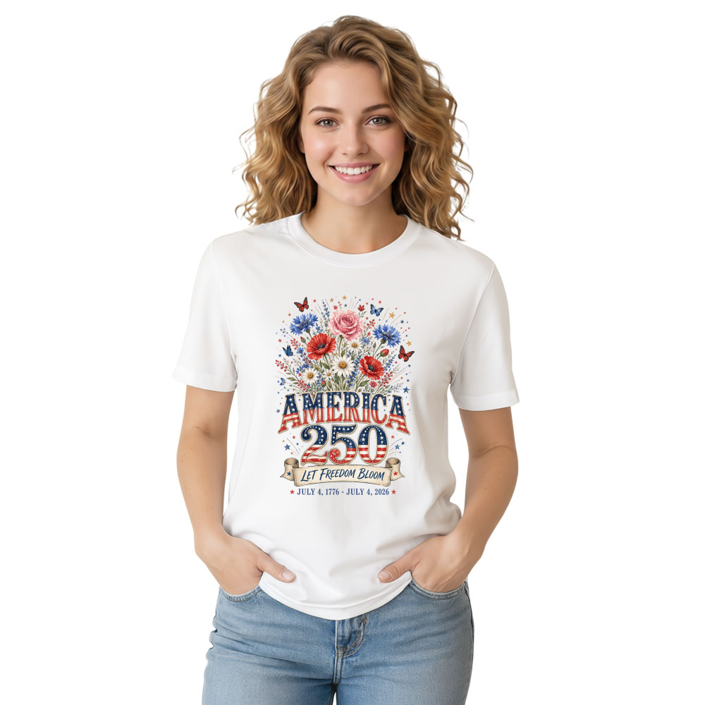 250 Year of Freedom Patriotic Floral Graphic T-Shirt