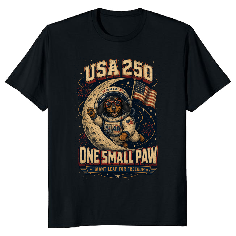 Patriotic Dog USA Flag 250th Anniversary 4th of July, Red White and Blue 1776 2026 Independence Day Dog Lover T-Shirt