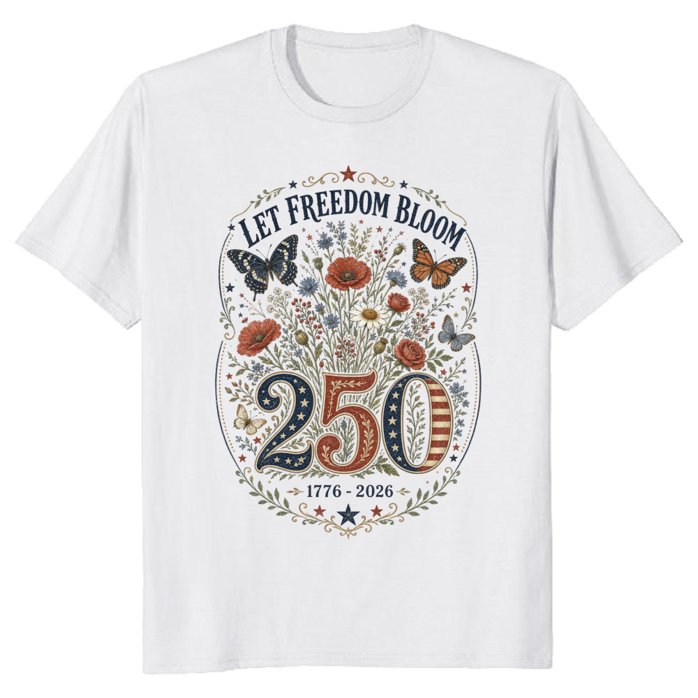 250 Year of Freedom Patriotic Floral Graphic T-Shirt