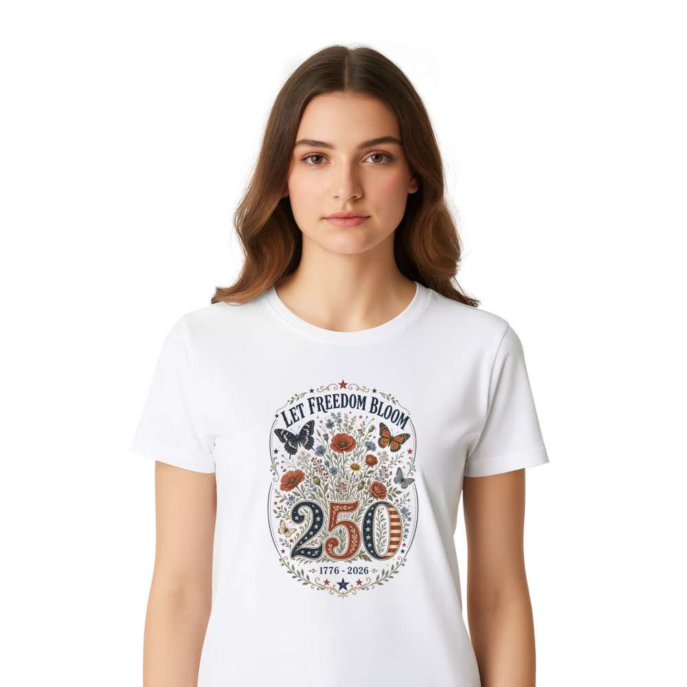 250 Year of Freedom Patriotic Floral Graphic T-Shirt