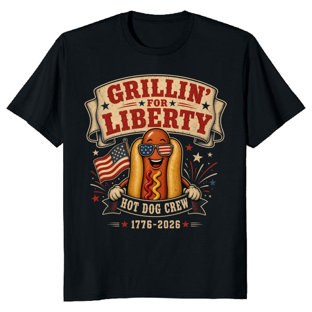 Patriotic Hot Dog Graphic T-Shirt