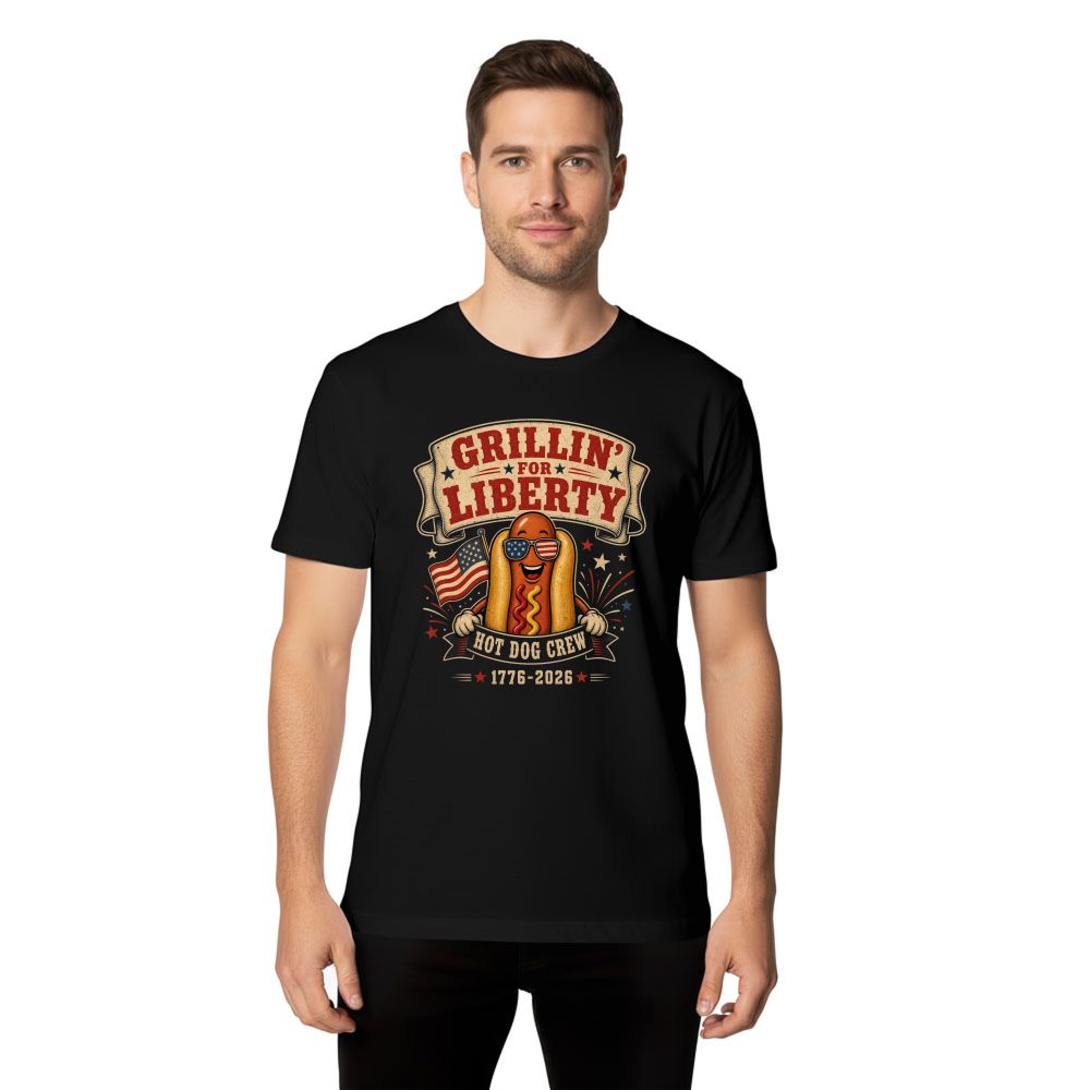 Patriotic Hot Dog 4th Of July BBQ, 250 Years America Independence Day Summer Cookout Grill Picnic Funny Cute T-Shirt