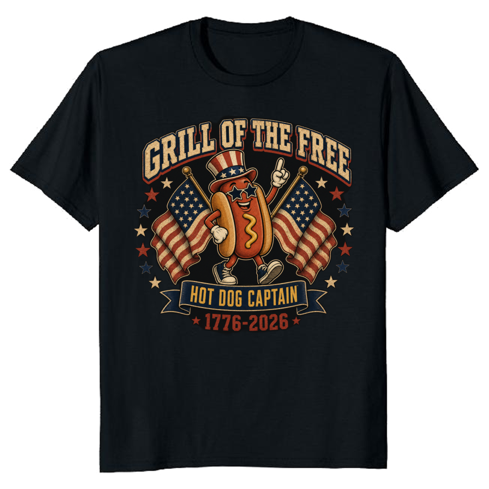 Patriotic Hotdog Food 4th Of July, USA 250 Years Anniversary, BBQ Independence Day Summer Cookout T-Shirt