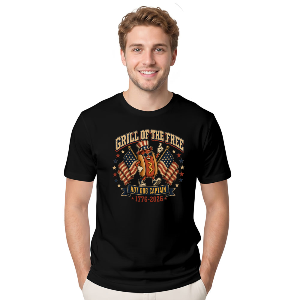 Patriotic Hotdog Food 4th Of July, USA 250 Years Anniversary, BBQ Independence Day Summer Cookout T-Shirt