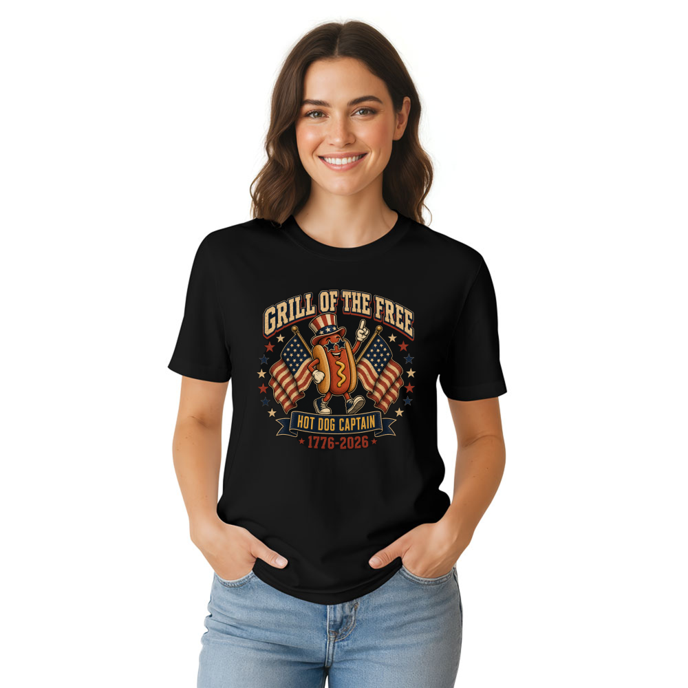 Patriotic Hotdog Food 4th Of July, USA 250 Years Anniversary, BBQ Independence Day Summer Cookout T-Shirt