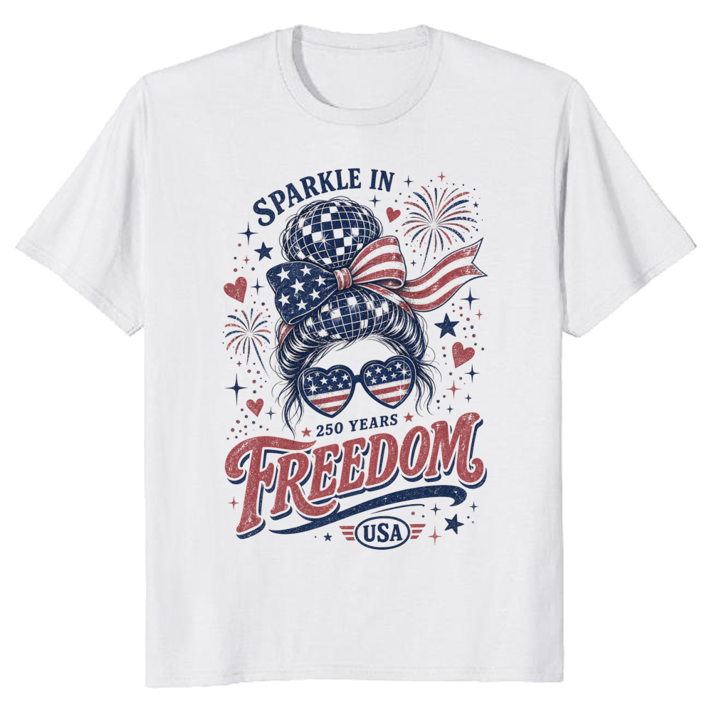 Girly Patriotic Americana Graphic T-Shirt