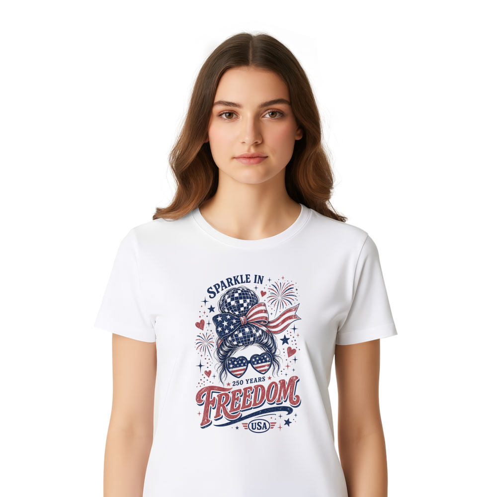 Girly Patriotic Americana Graphic T-Shirt