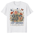 250 Years Of Freedom Vintage Patriotic Floral Botanical Graphic T-Shirt