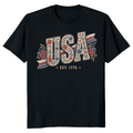 USA Botanical Floral Lettering Graphic T-Shirt