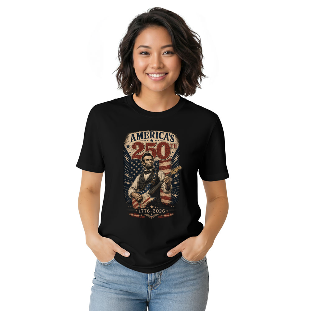 Retro Abraham Lincoln Playing Guitar Graphic T-Shirt