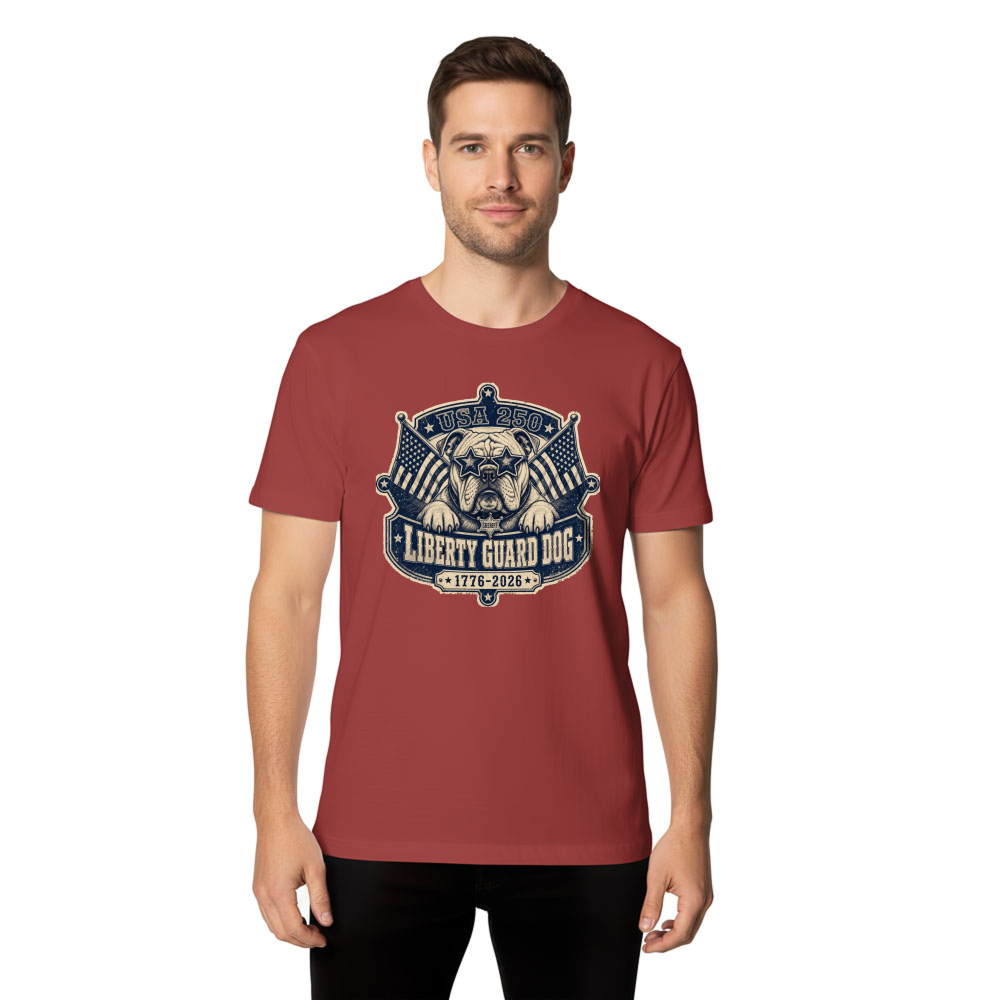 Retro Patriotic Dog American Flag Graphic T-Shirt