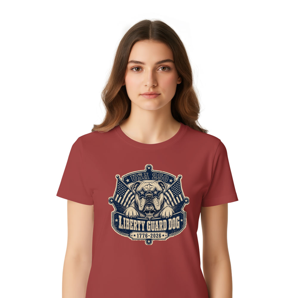 Retro Patriotic Dog American Flag Graphic T-Shirt