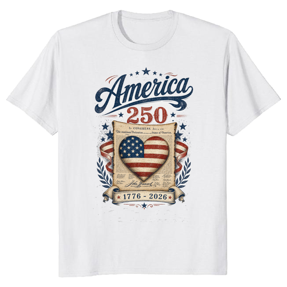 Decorated 250 Anniversary Pretty Flag Patriotic Graphic T-Shirt