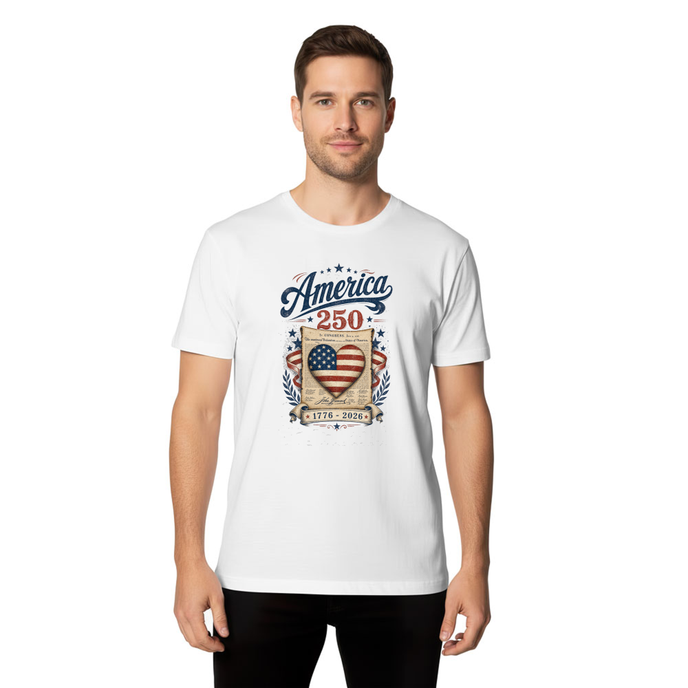 Decorated 250 Anniversary Pretty Flag Patriotic Graphic T-Shirt