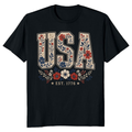 USA Botanical Flower Pattern Graphic T-Shirt