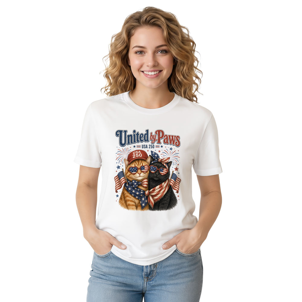 Patriotic Cat T-Shirt - Gift for Cat Lovers and USA Pride Fans