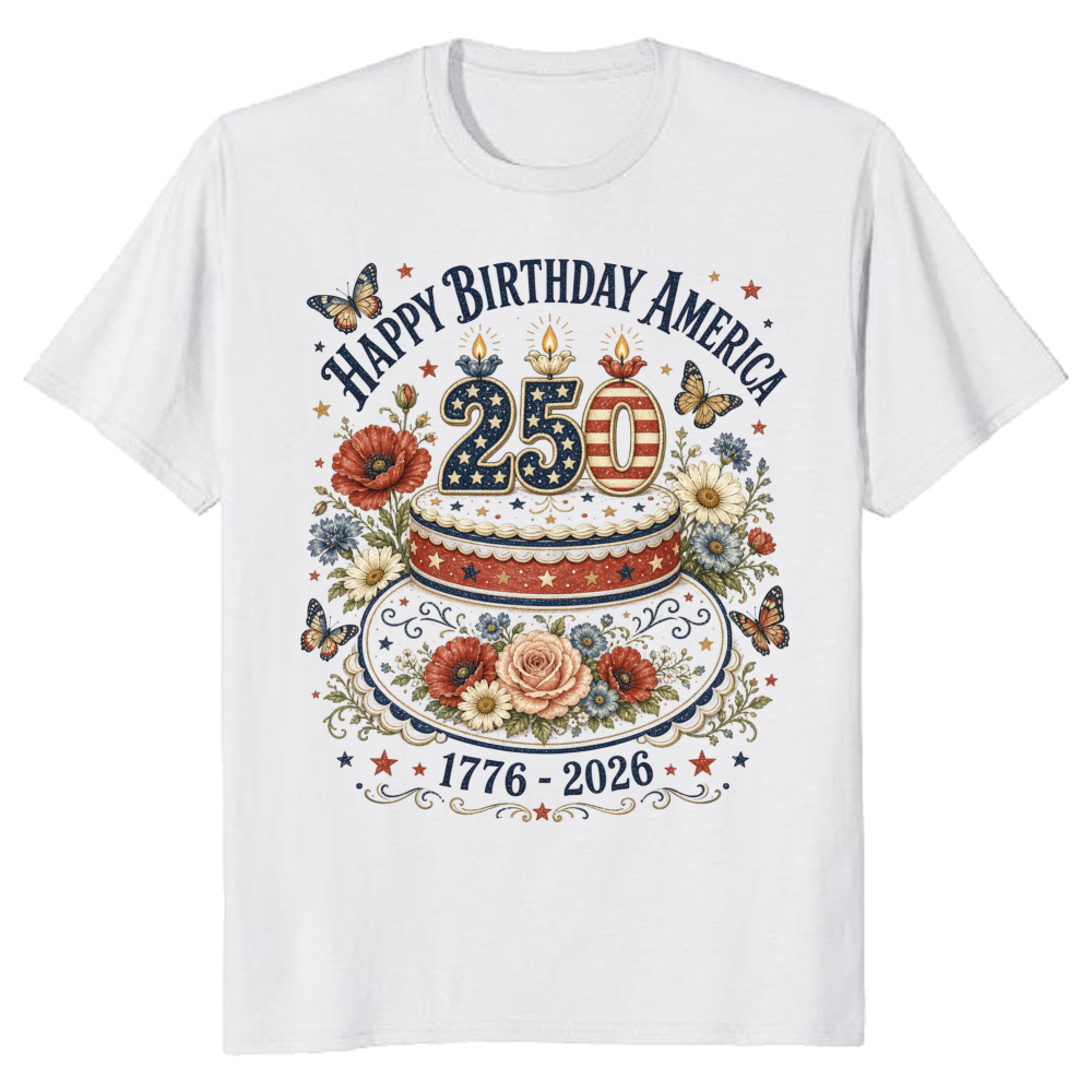 Vintage Patriotic 250 Years of Freedom Floral Graphic T-Shirt