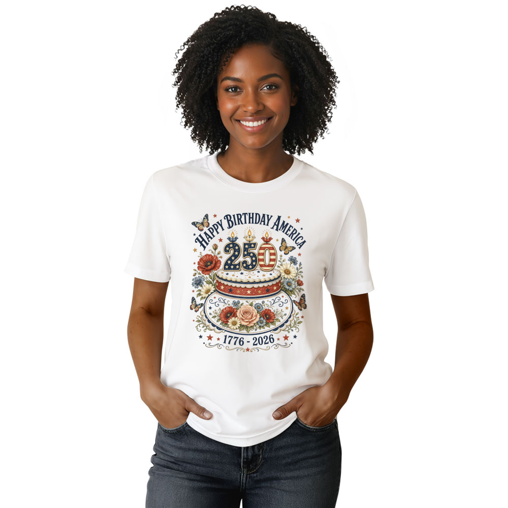 Vintage Patriotic 250 Years of Freedom Floral Graphic T-Shirt