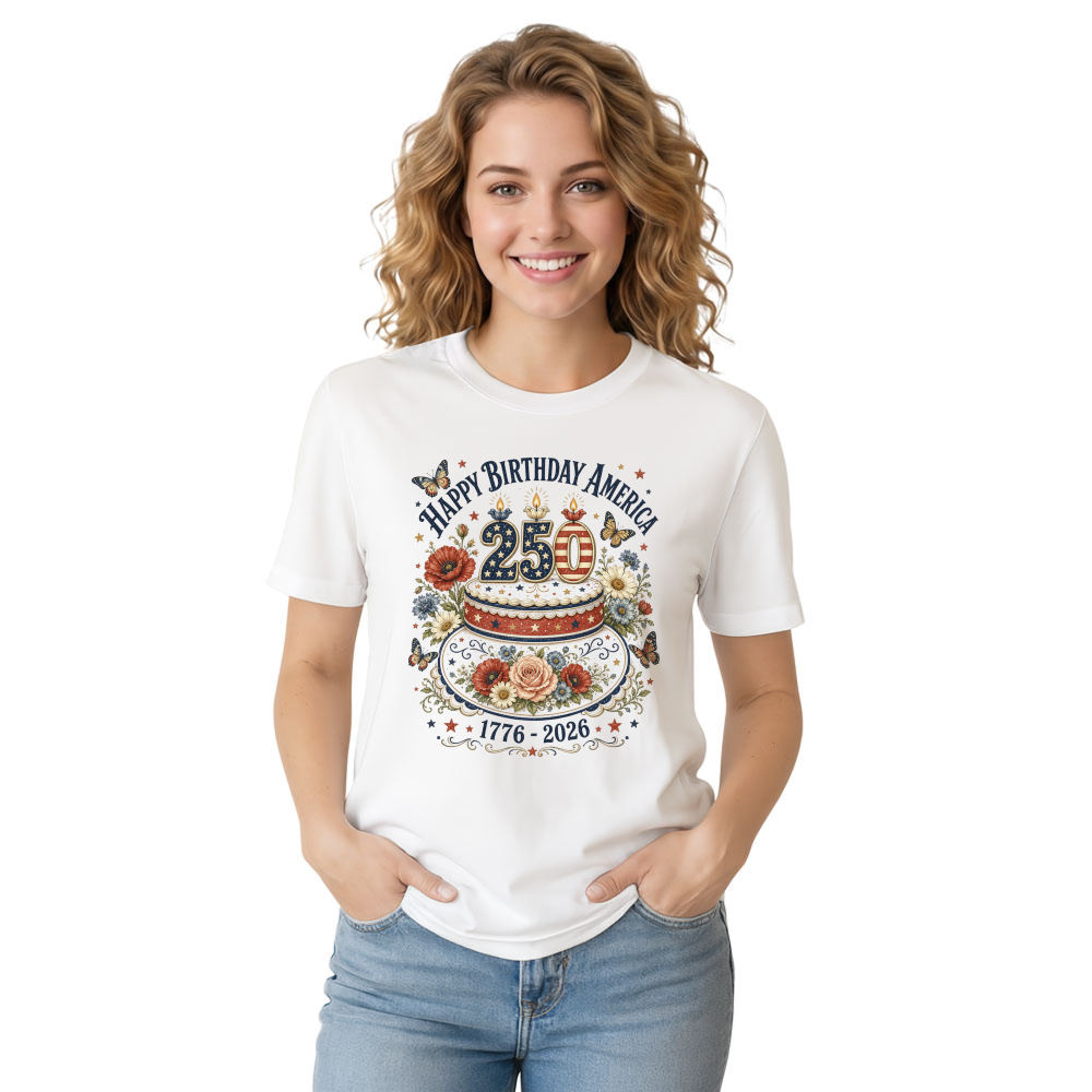 Vintage Patriotic 250 Years of Freedom Floral Graphic T-Shirt