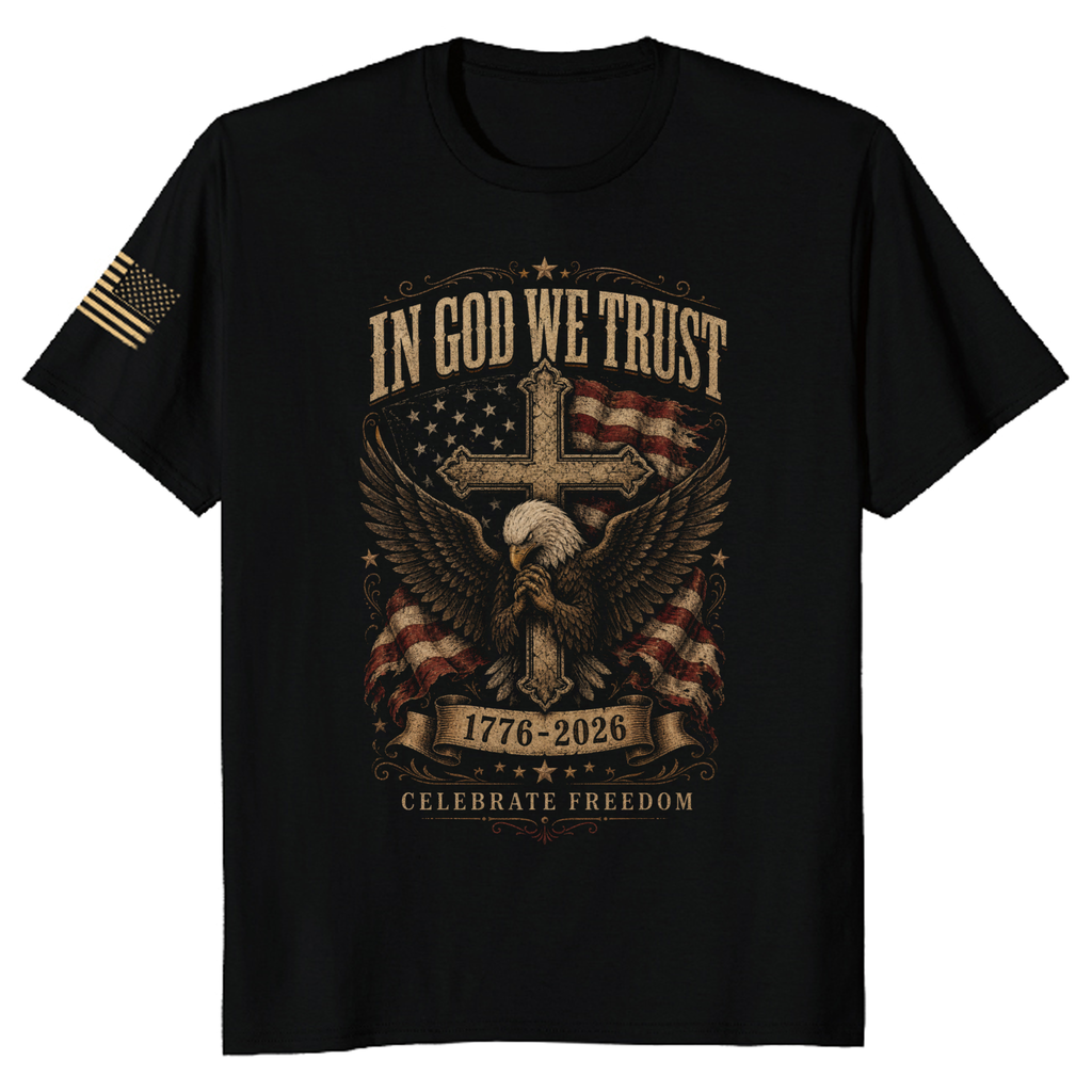 Patriotic Cross Faith and Freedom Graphic T-Shirt