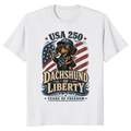 Patriotic Dog With USA Flag, 250th Anniversary 4th Of July, 1776 2026 Independence Day Retro Puppy T-Shirt
