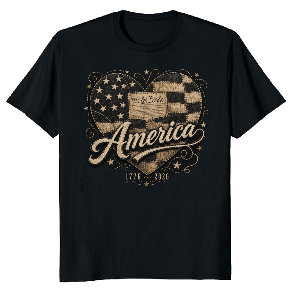 Pretty Flag 250th Anniversary Patriotic Graphic T-Shirt