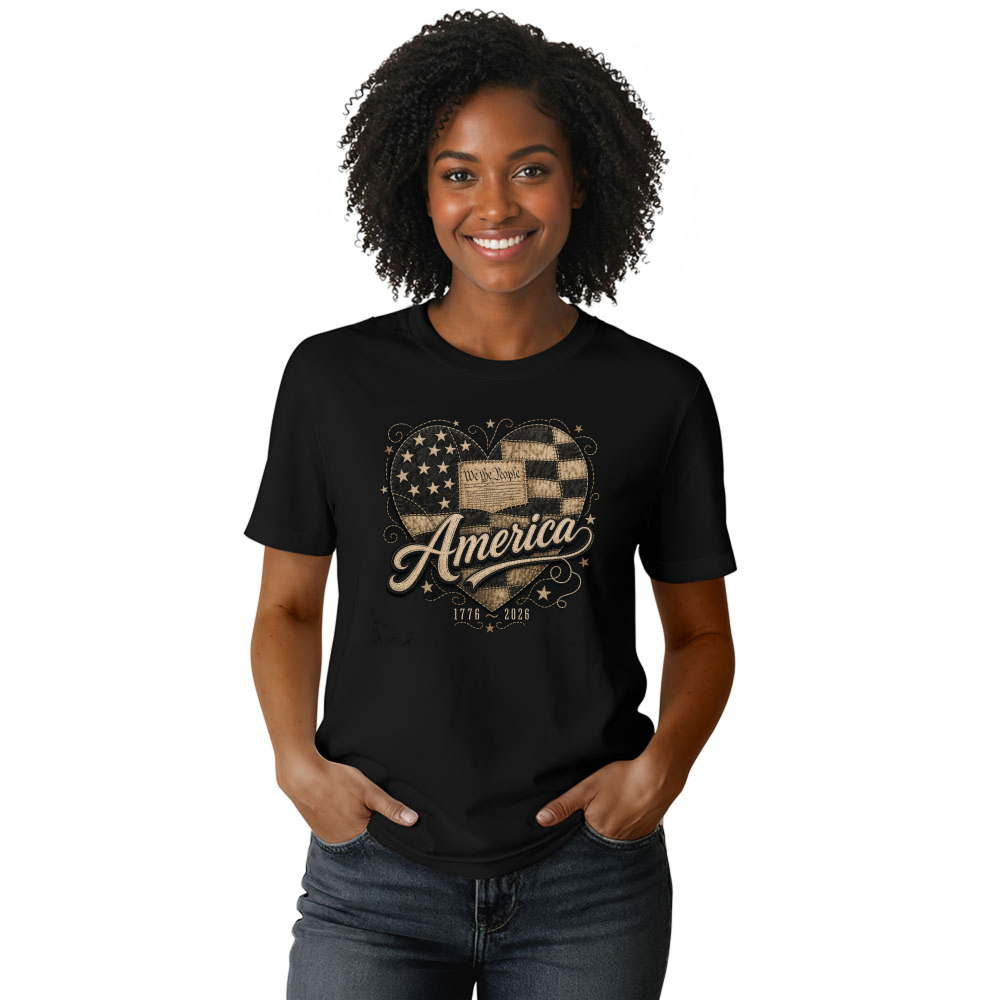 Pretty Flag 250th Anniversary Patriotic Graphic T-Shirt