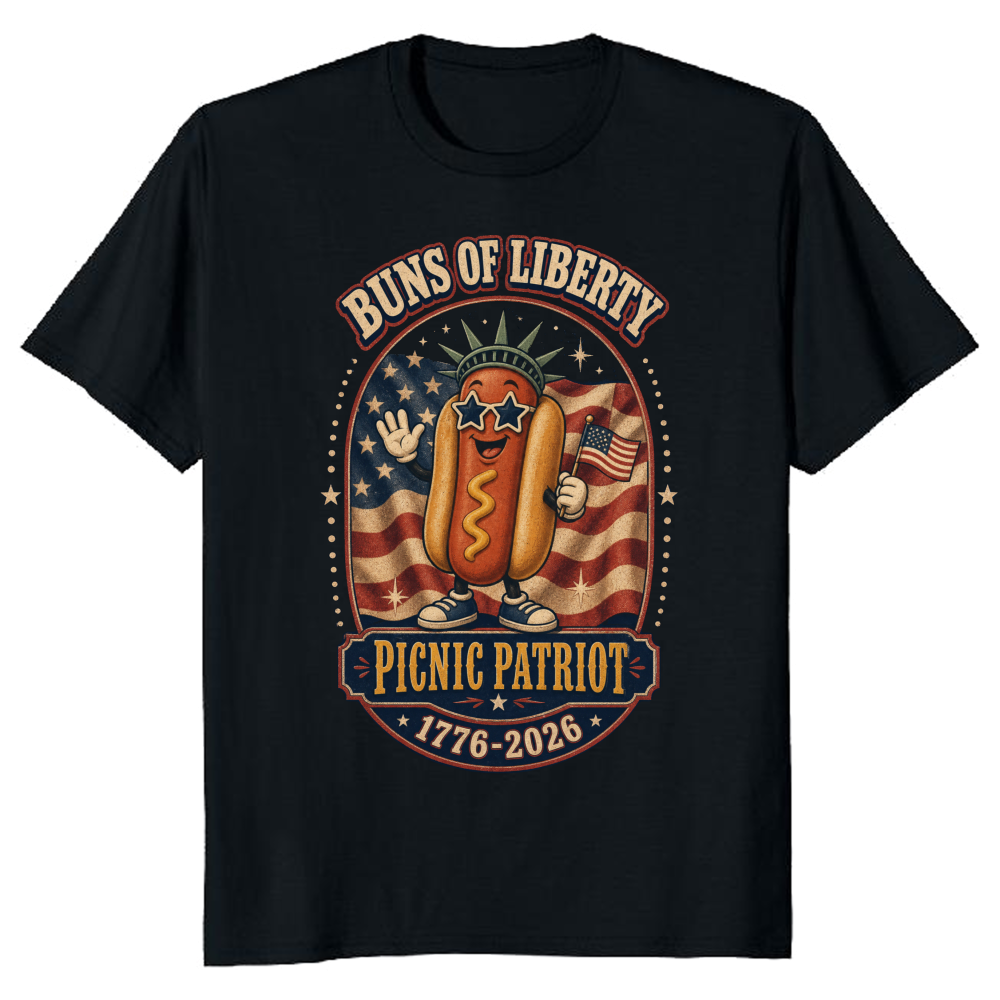 Patriotic Hot Dog Graphic T-Shirt