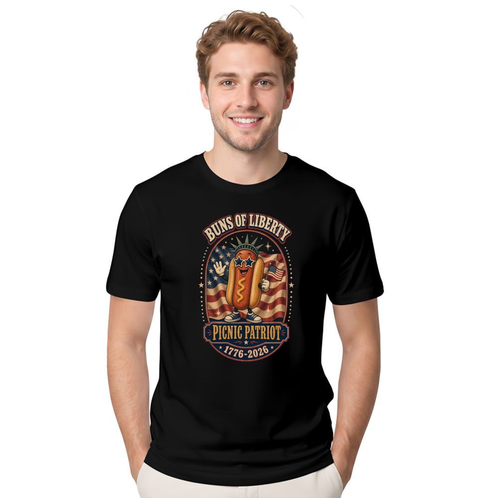 Patriotic Hot Dog Graphic T-Shirt