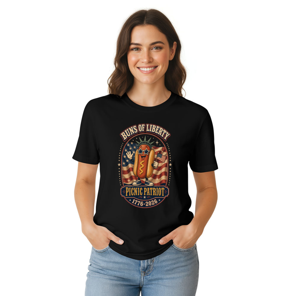 Patriotic Hot Dog Graphic T-Shirt