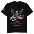 Patriotic 250th Anniversary Decorated American Flag Graphic T-Shirt