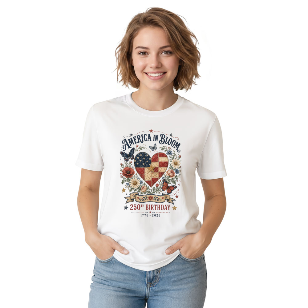 250 Year Of Freedom Patriotic Wildflower Graphic T-Shirt