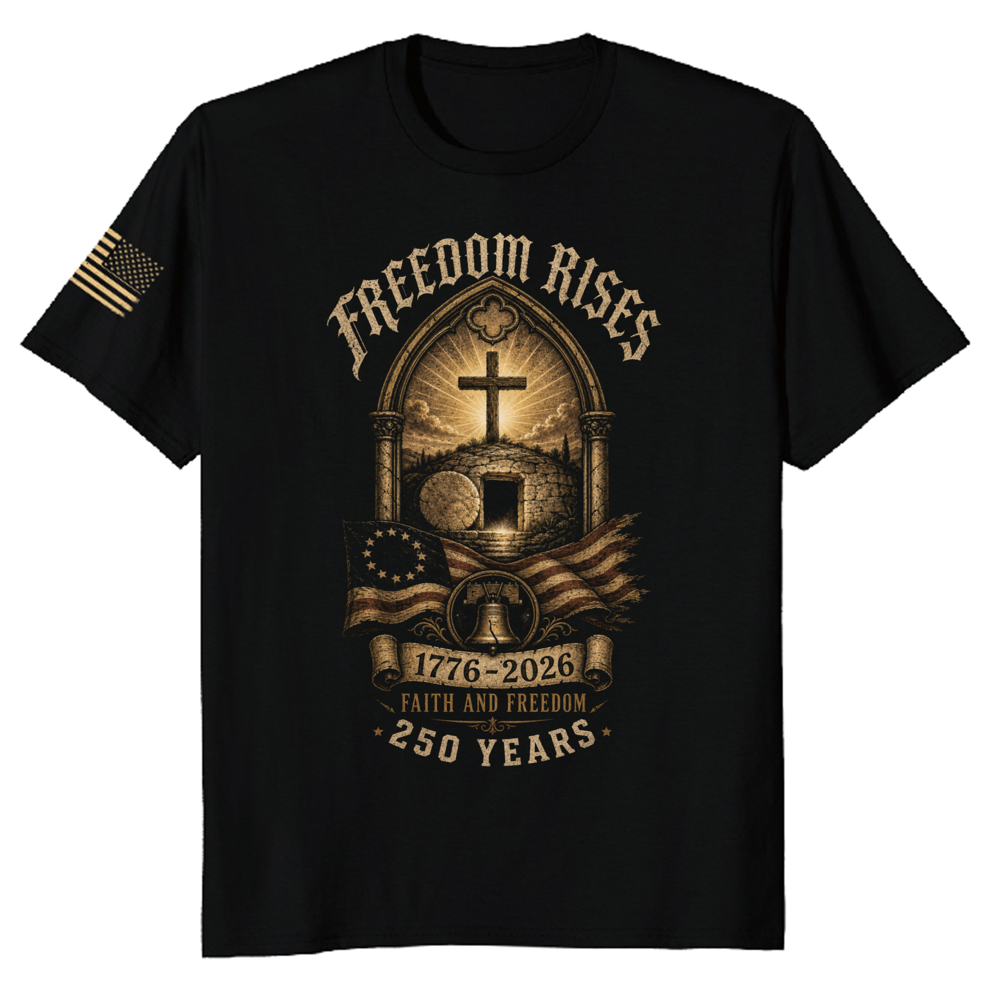 Patriotic Cross Faith Graphic T-Shirt