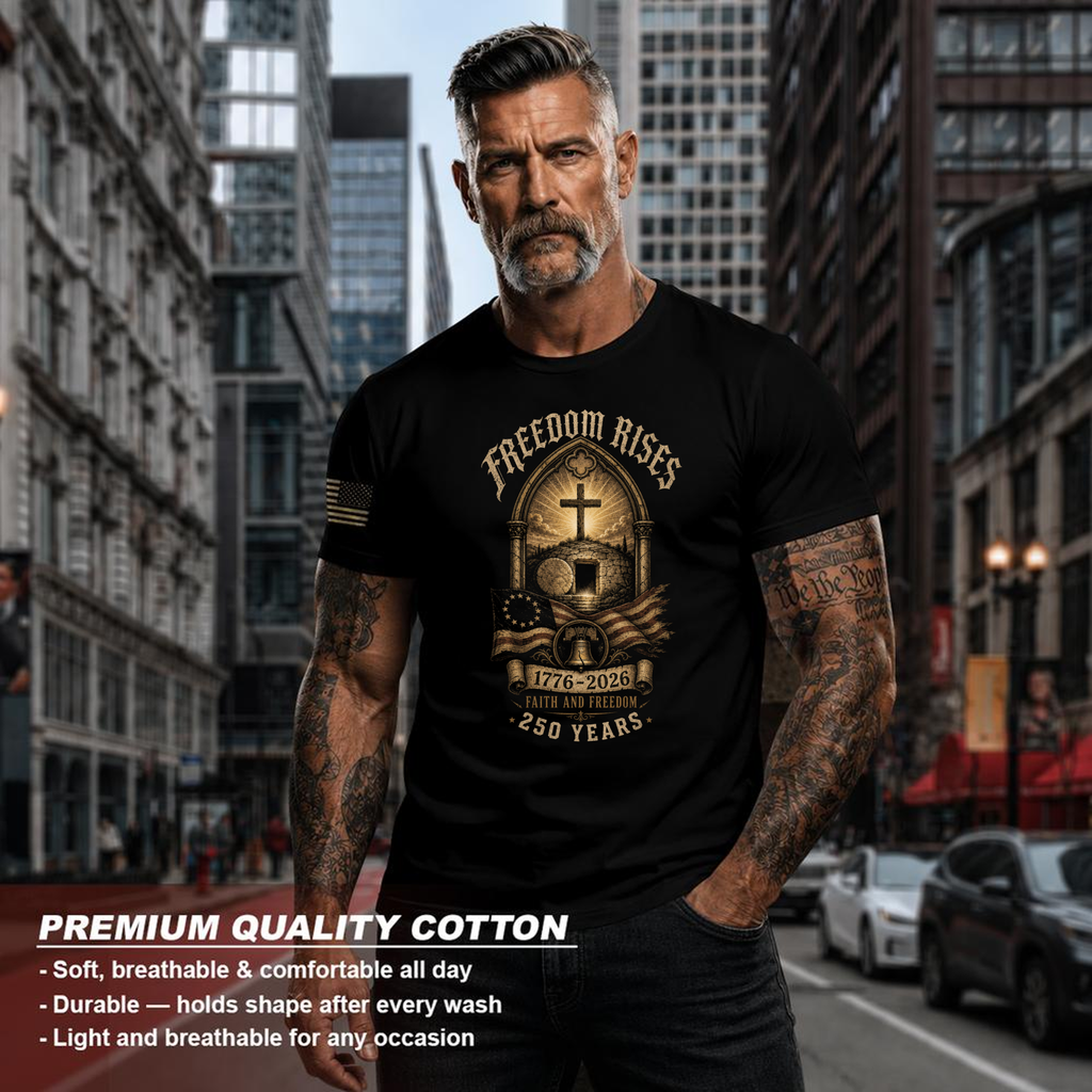 Patriotic Cross Faith Graphic T-Shirt