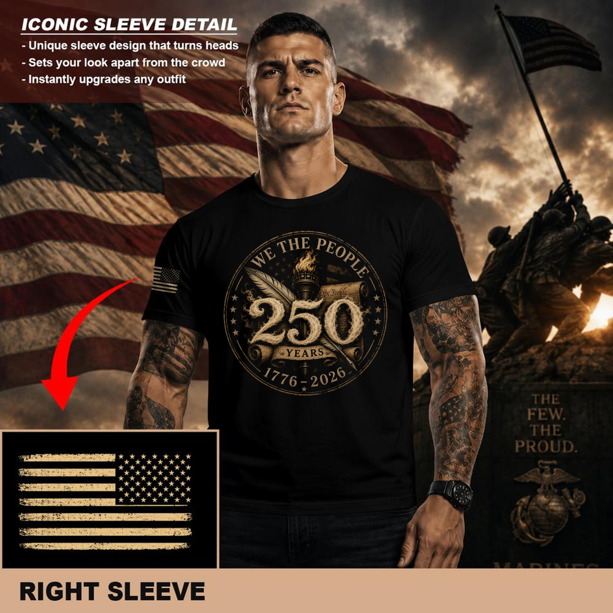Patriotic Basic Graphic T-Shirt
