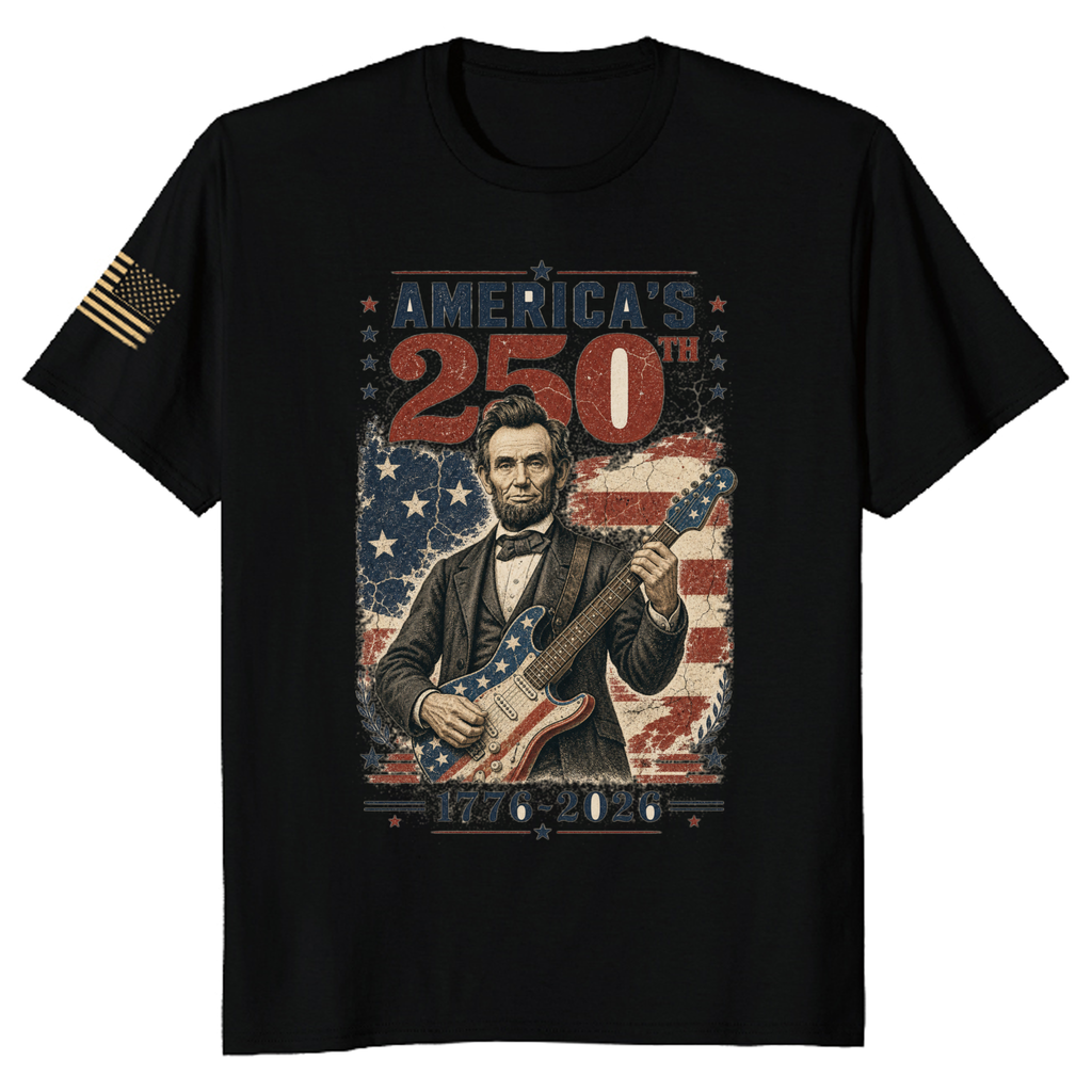 Patriotic Lincoln Playing Guitar Graphic T-Shirt