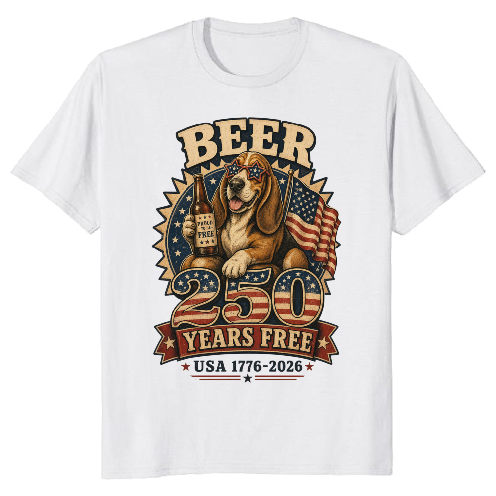 Patriotic Dog USA Flag Graphic T-Shirt