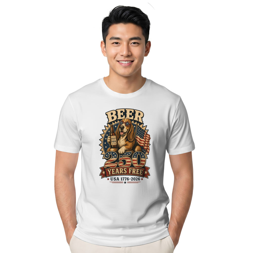 Patriotic Dog USA Flag Graphic T-Shirt